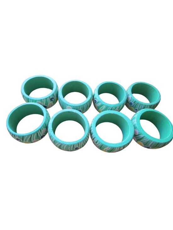 Vintage Painted Wood Easter Bunny Rabbit Tulip Napkin Rings Ten GUC - Picture 11 of 16